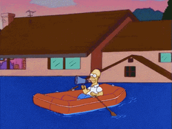 Homer Boating On The Flooding GIF