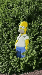 Homer Bush Hiding Cartoon Statue GIF