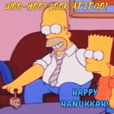 Homer Simpson And Bart Playing Dreidel Happy Hanukkah GIF