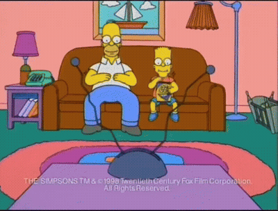 Homer Simpson And Bart Simpson Are Sitting On A Couch Watching Tv GIF