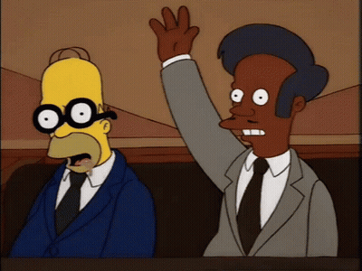 Homer Simpson And Man Raising Hand GIF