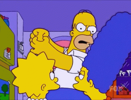 Homer Simpson And Marge Simpson From The Simpsons Are Fighting Each Other GIF