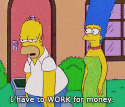 Homer Simpson And Marge Simpson From The Simpsons Talking About Work For Money GIF