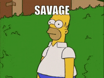 Homer Simpson Behind Hedge Saying Savage GIF