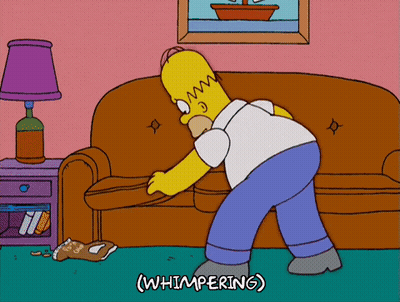 Homer Simpson Beside Couch Saying Whimpering GIF