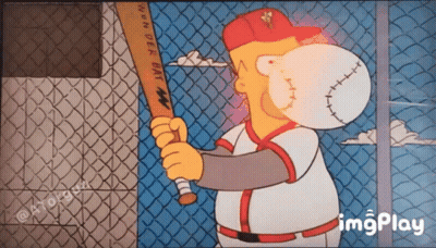 Homer Simpson Blowing Bubble With Bat GIF