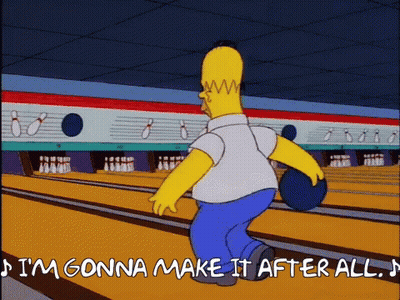Homer Simpson Bowling Saying I'm Gonna Make It After All GIF