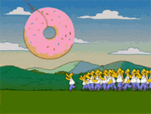 Homer Simpson Clones Giant Donut Day  GIF