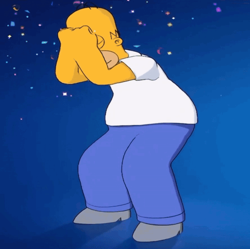 Homer Covering Face In Front Of Blue Background GIF