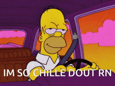 Homer Simpson Driving Car Saying Im So Chillie Dout Rn GIF