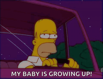 Homer Simpson Driving Car Saying My Baby Is Growing Up GIF