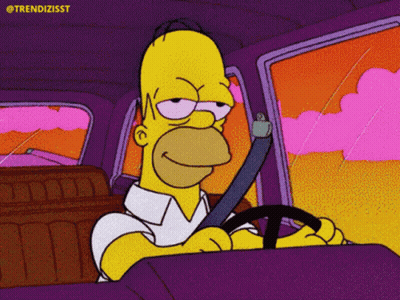 Homer Simpson Driving Car Trendizisst GIF