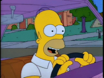 Homer Simpson Driving Purple Car GIF