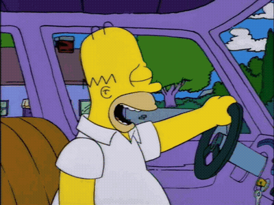 Homer Simpson Driving Purple Car With Smiley Face GIF
