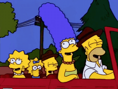 Homer Simpson Driving Red Car GIF