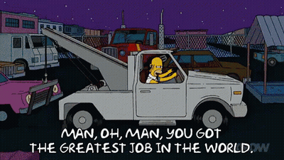 Homer Simpson Driving Tow Truck Saying Man Oh Man GIF