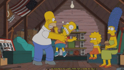 Homer Simpson Fighting Bart Simpson And Lisa Simpson GIF