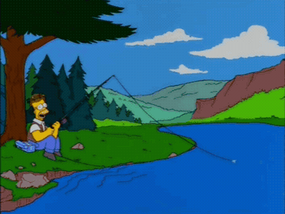 Homer Simpson Fishing By River GIF