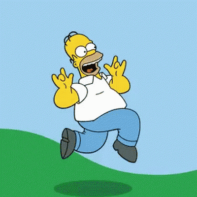 Homer Simpson From The Simpsons Is Running On A Grassy Hill . GIF