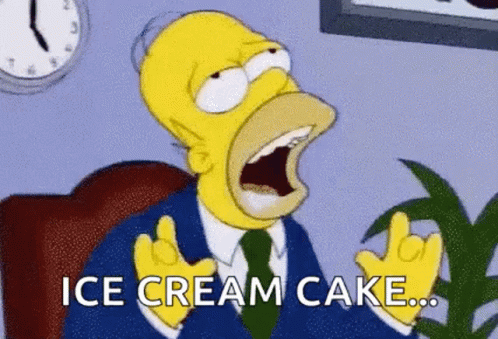 Homer Simpson From The Simpsons Is Sitting In A Chair With His Mouth Open And Screaming About Ice Cream Cake . GIF
