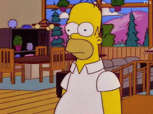 Homer Simpson From The Simpsons Is Standing In A Living Room Looking At Something GIF