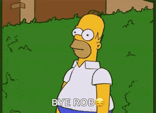 Homer Simpson From The Simpsons Is Standing In The Grass And Saying Bye Rob . GIF