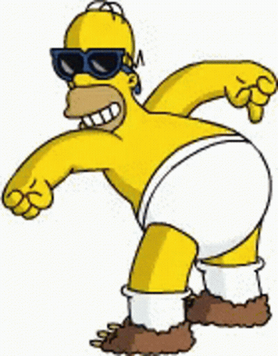 Homer Simpson From The Simpsons Is Wearing Sunglasses And Underwear And Has Bear Feet . GIF