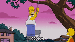 Homer Simpson Hanged Noose Goodbye GIF