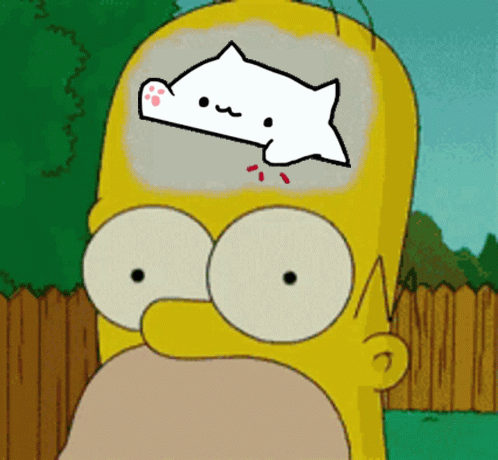Homer Simpson Has A White Cat On His Head GIF