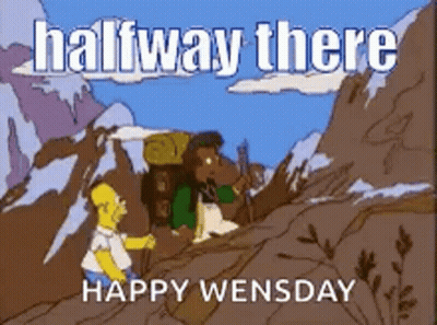 Homer Simpson Hiking Mountain Halfway There Happy Wensday GIF