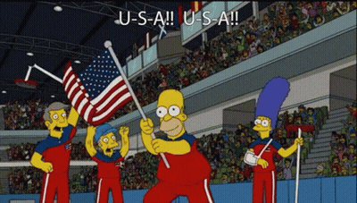 Homer Simpson Holding American Flag U-S-A U-S-A GIF