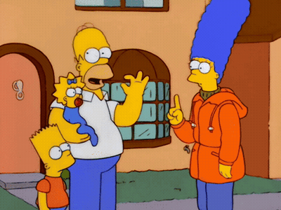 Homer Simpson Holding Baby With Bart And Marge Simpson GIF