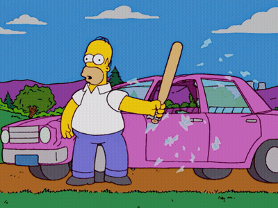 Homer Simpson Holding Bat GIF