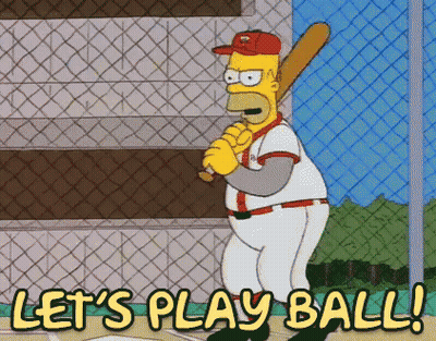 Homer Simpson Holding Bat Saying Let's Play Ball GIF