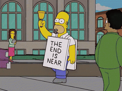 Homer Simpson Holding Bell Saying The End Is Near GIF