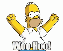 Homer Simpson Holding Fists Up Saying Woo Hoo GIF