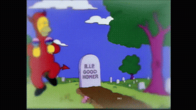 Homer Simpson In Devil Costume At Grave GIF