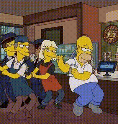 Homer Simpson In Front Of Starbucks Sign GIF