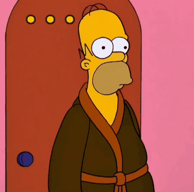 Homer Simpson In Robe At Pink Door GIF
