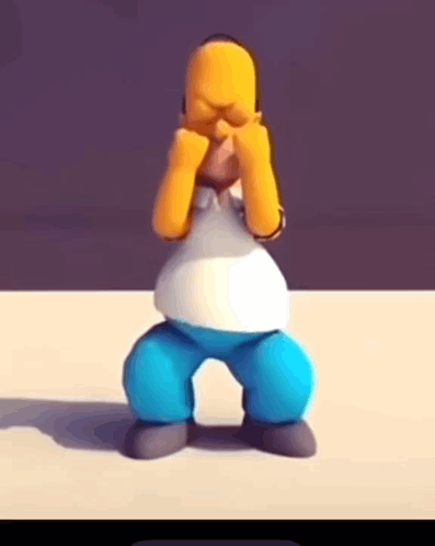 Homer Simpson Is Covering His Face With His Hands While Standing On His Knees GIF