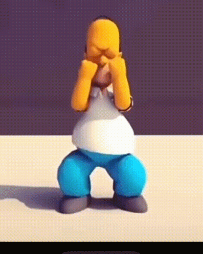 Homer Simpson Is Covering His Face With His Hands While Standing On His Knees GIF