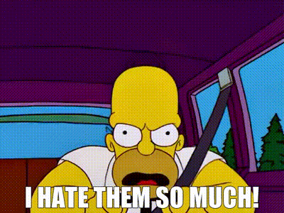 Homer Simpson Is Driving A Car And Saying `` I Hate Them So Much ! '' GIF