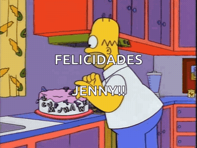 Homer Simpson Is Holding A Cake That Says Jenny GIF