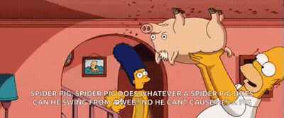 Homer Simpson Is Holding A Pig In His Arms In A Room . GIF