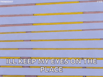 Homer Simpson Is Peeking Out From Behind A Fence And Says `` I 'Ll Keep My Eyes On The Place '' . GIF