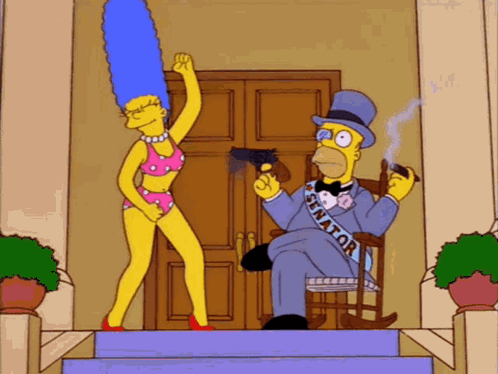 Homer Simpson Sitting In Chair With Sash GIF