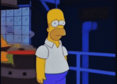 Homer Simpson Is Standing In Front Of A Blue Railing GIF