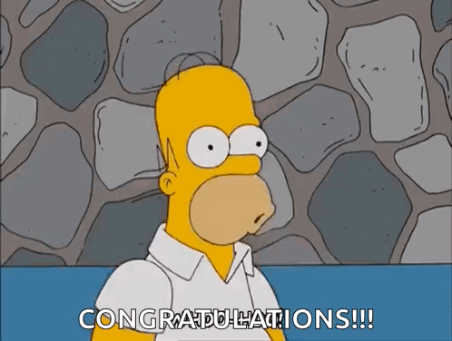 Homer Simpson Is Standing In Front Of A Stone Wall And Saying Congratulations . GIF