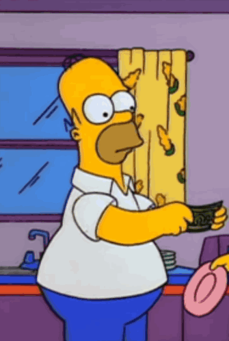 Homer Simpson Is Standing In Front Of A Window Holding A Stack Of Money GIF