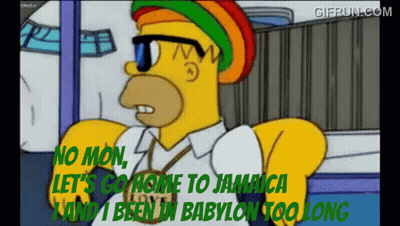 Homer Simpson Is Wearing Sunglasses And A Rasta Hat GIF